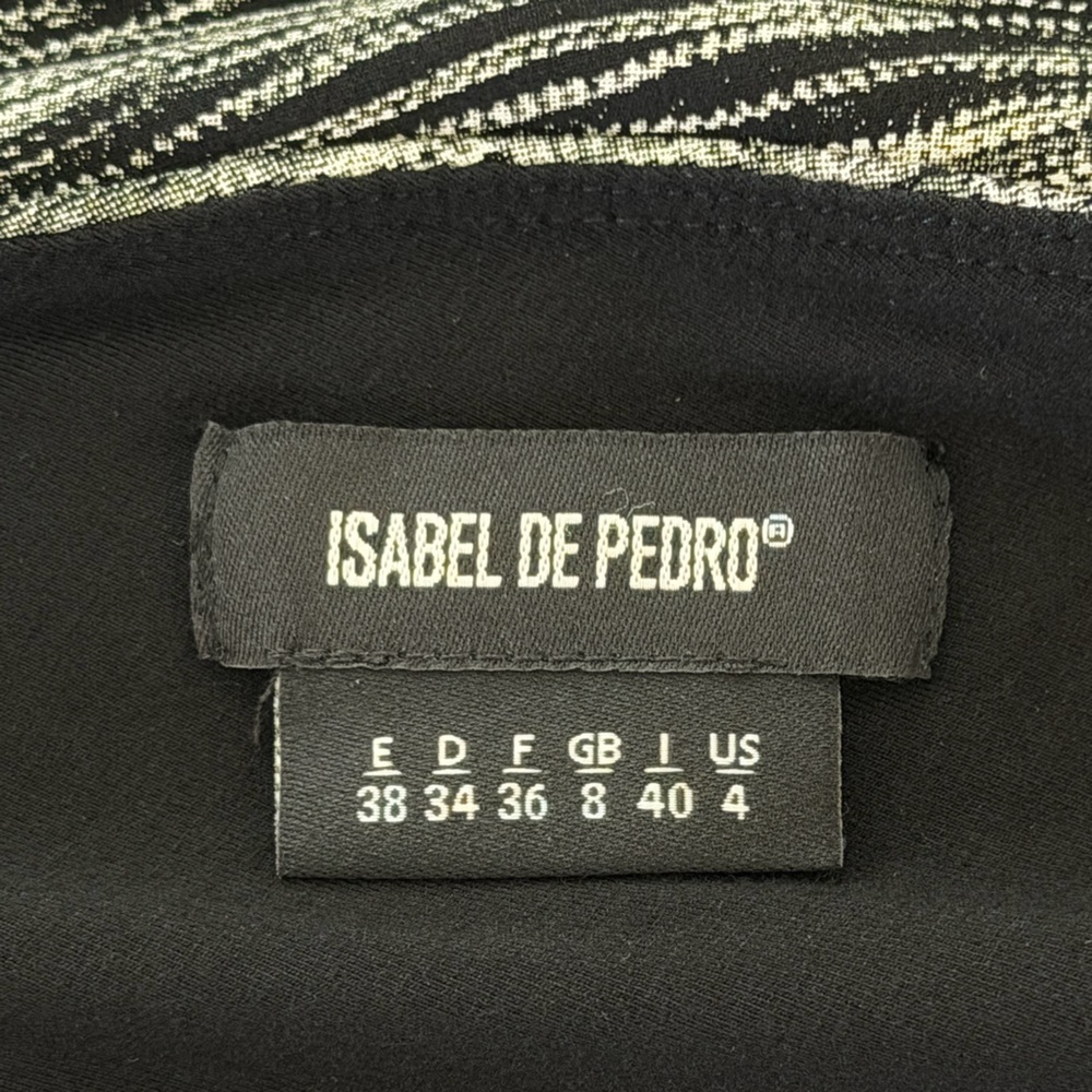 Elegant Isabel de Pedro Chain Printed Black  Short Sleeve Dress- US 4 - Picture 14 of 16